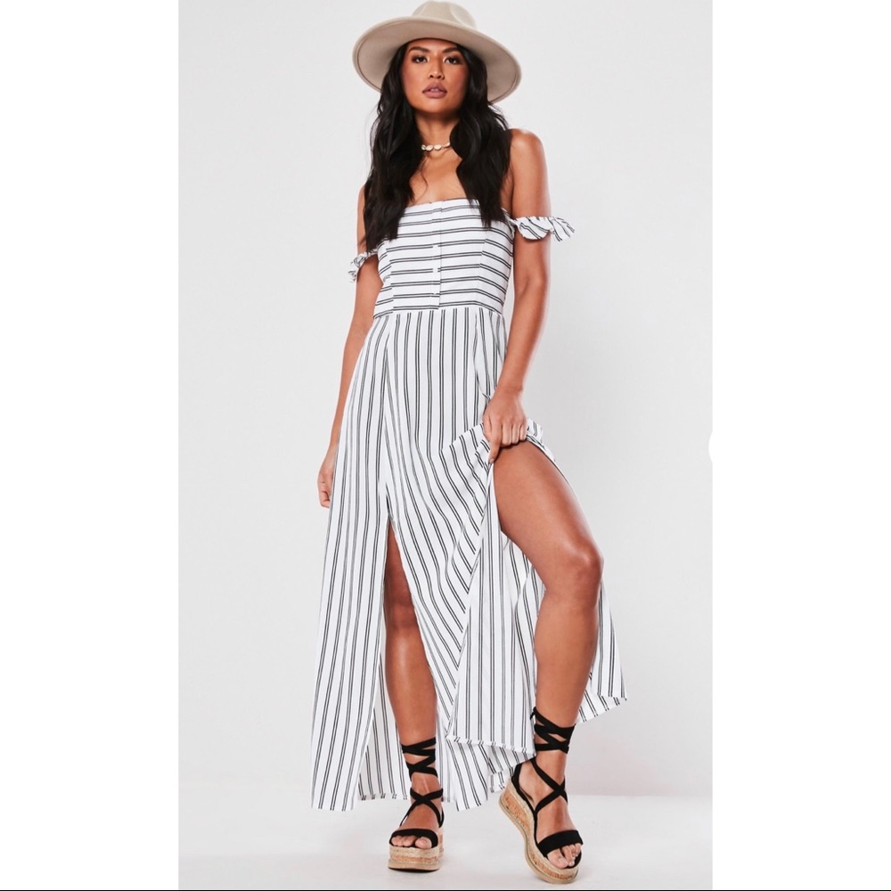 Bardot Button Down Maxi Striped Dress